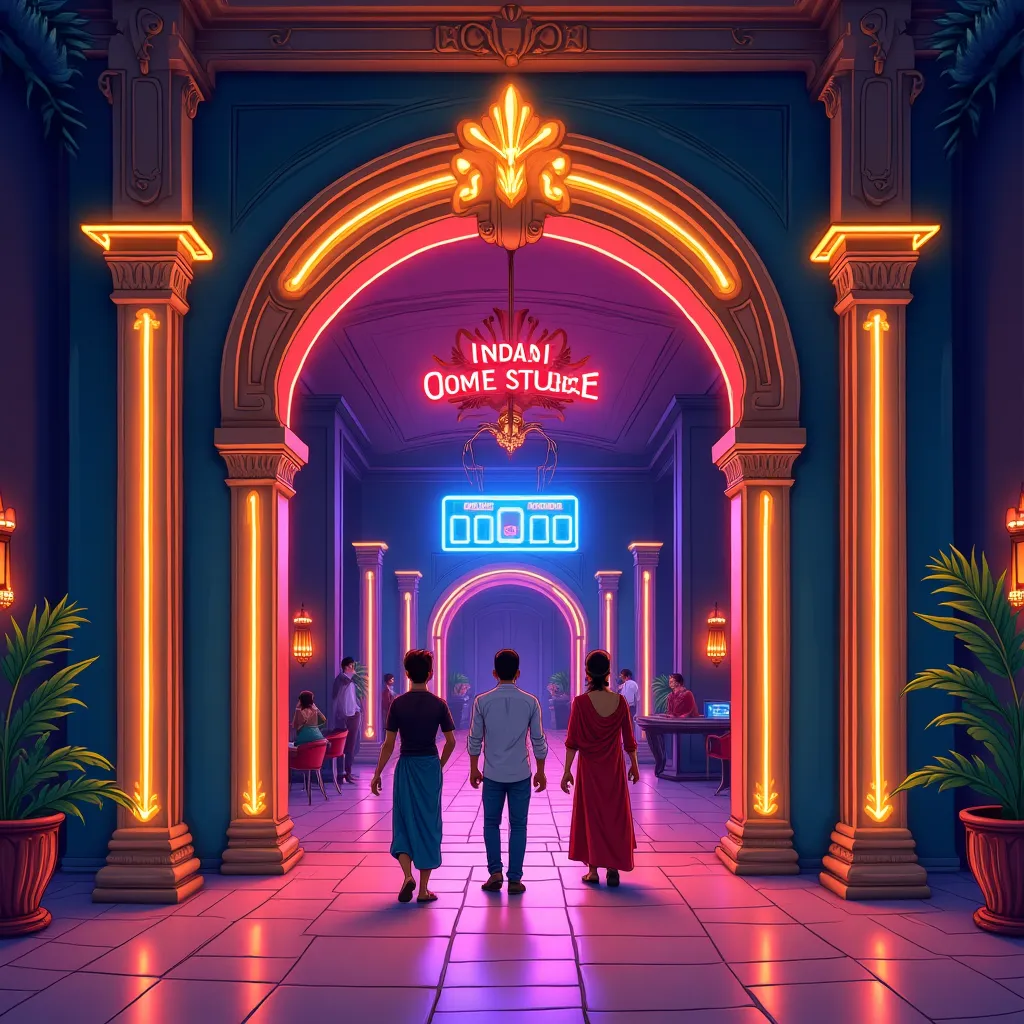 Royal Panda Cricket Gaming Arena hero illustration with neon stadium